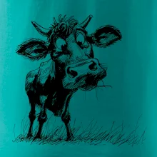 Černobílá karikatura kráva stojící