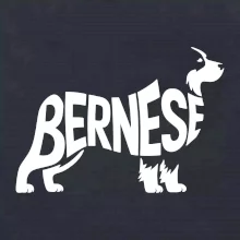 Bernese Mountain Dog nápis v těle