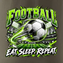 Fotbalový míč a stadion eat sleep repeat
