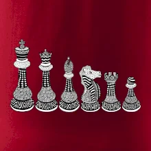 Šachové figurky v řadě - kreslené