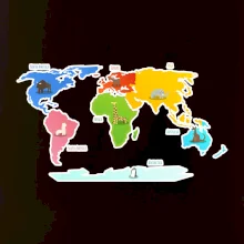 Světové kontinenty s názvy a zvířátky