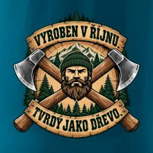 Dřevorubec vyroben v říjnu s překříženými sekerami