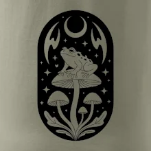 Goblincore černobílá oválná žába