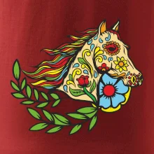 Kůň barevný s listy