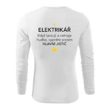 Elektrikář - hlavní jistič - Nápis na zádech