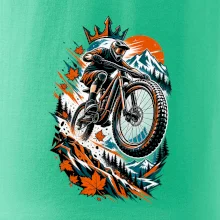Listopadový horský cyklista při adrenalinovém skoku