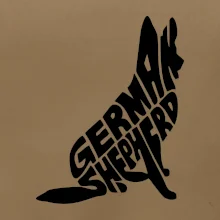 Německý ovčák sedící napis