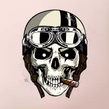 Motorkářská helma a doutník