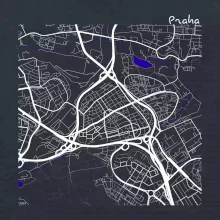 Praha - 14100 mapa s vodními toky