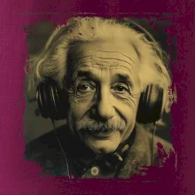 Albert se sluchátky