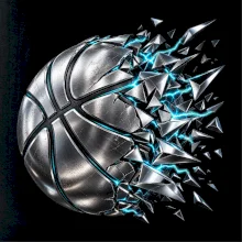 Kovový basketbalový míč s elektrickými střepy