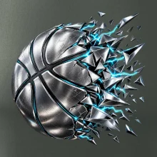 Kovový basketbalový míč s elektrickými střepy