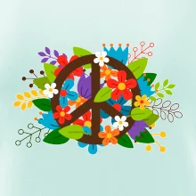 Peace symbol prorostlý květinami