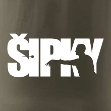 Šipky - nápis se šipkařem