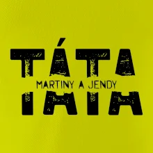 Černý nápis táta a jména dětí