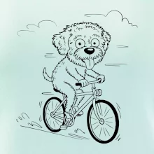 Lagotto romagnolo karikatura na kole černá