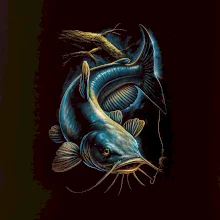 Obrázek sumec a kus stromu