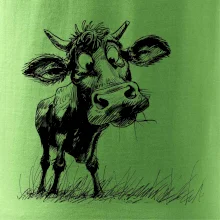 Černobílá karikatura kráva stojící