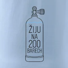 Žiju na 200 barech potápěčská lahev s modrou vlnovkou