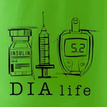 D I A life - kreslený insulin injekce a glukometr