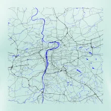 Praha - Mapa s vodními toky