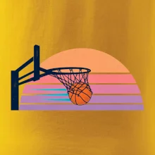 Retro západ slunce a basketbalový koš