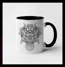 Steampunk sova černobílá