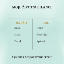 Moje životní bilance má dáti dal