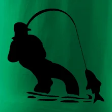 Rybář tahající rybu