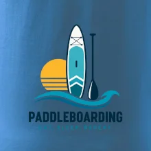 Paddleboard s pádlem při západu slunce eat sleep repeat