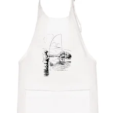 Kreslený rybář s podběrákem