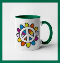 Peace symbol s kreslenou květinou