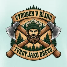 Dřevorubec vyroben v říjnu s překříženými sekerami