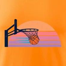 Retro západ slunce a basketbalový koš