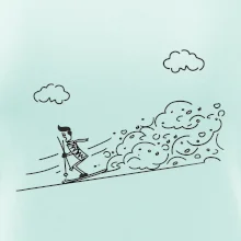 Kreslený lyžař na horách