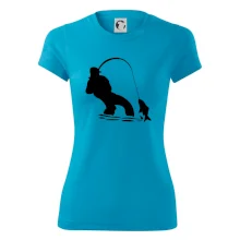 Rybář tahající rybu