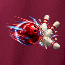 Bowlingová koule v akci a padající kuželky