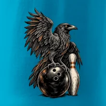 Bowling havran s koulí a kuželkou
