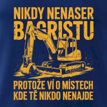 Oranžový bagr Nikdy Nenaser bagristu