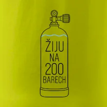 Žiju na 200 barech potápěčská lahev s modrou vlnovkou