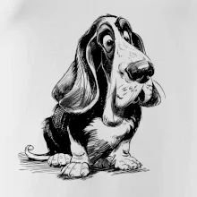 Černobílá karikatura baset