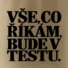 Vše co říkám bude v testu