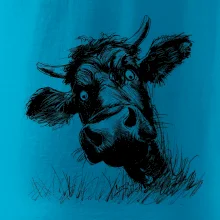 Černobílá karikatura černá kráva hlava