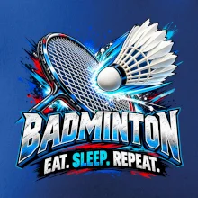 Badmintonová raketa s košíčkem eat sleep repeat