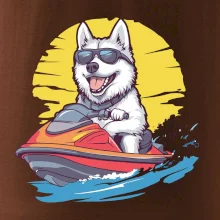Husky na vodním skútru