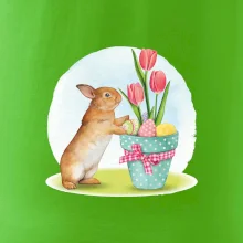 Velikonoční zajíček tulipány
