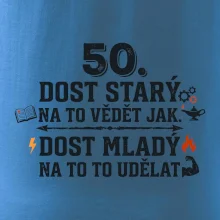 50 - dost starý na to vědět jak  - modrý nápis