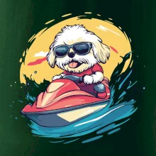 Lhasa Apso na vodním skútru