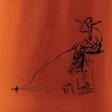 Kreslený rybář na pařezu