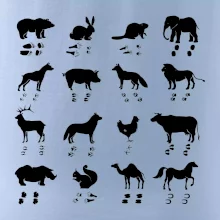 Zvířecí stopy s obrázkem zvířete - stopy zvířat